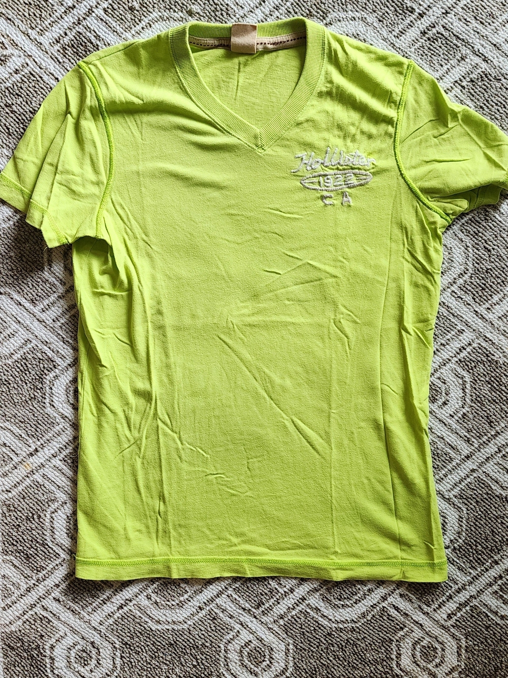 Hollister Neon Lime V-Neck Short Sleeve Tee